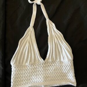 SHEIN White Halter Knit Top